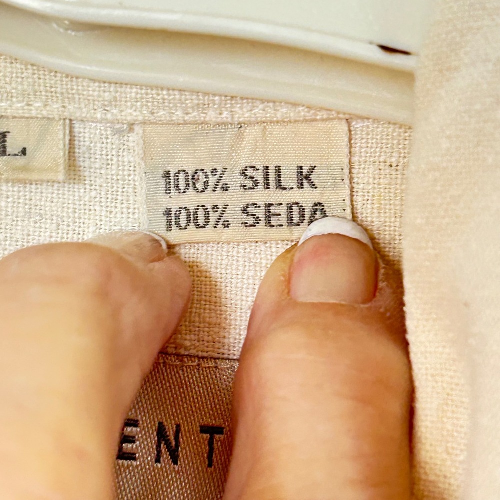 Basic Elements Silk Button Down Shirt Long Sleeve… - image 5